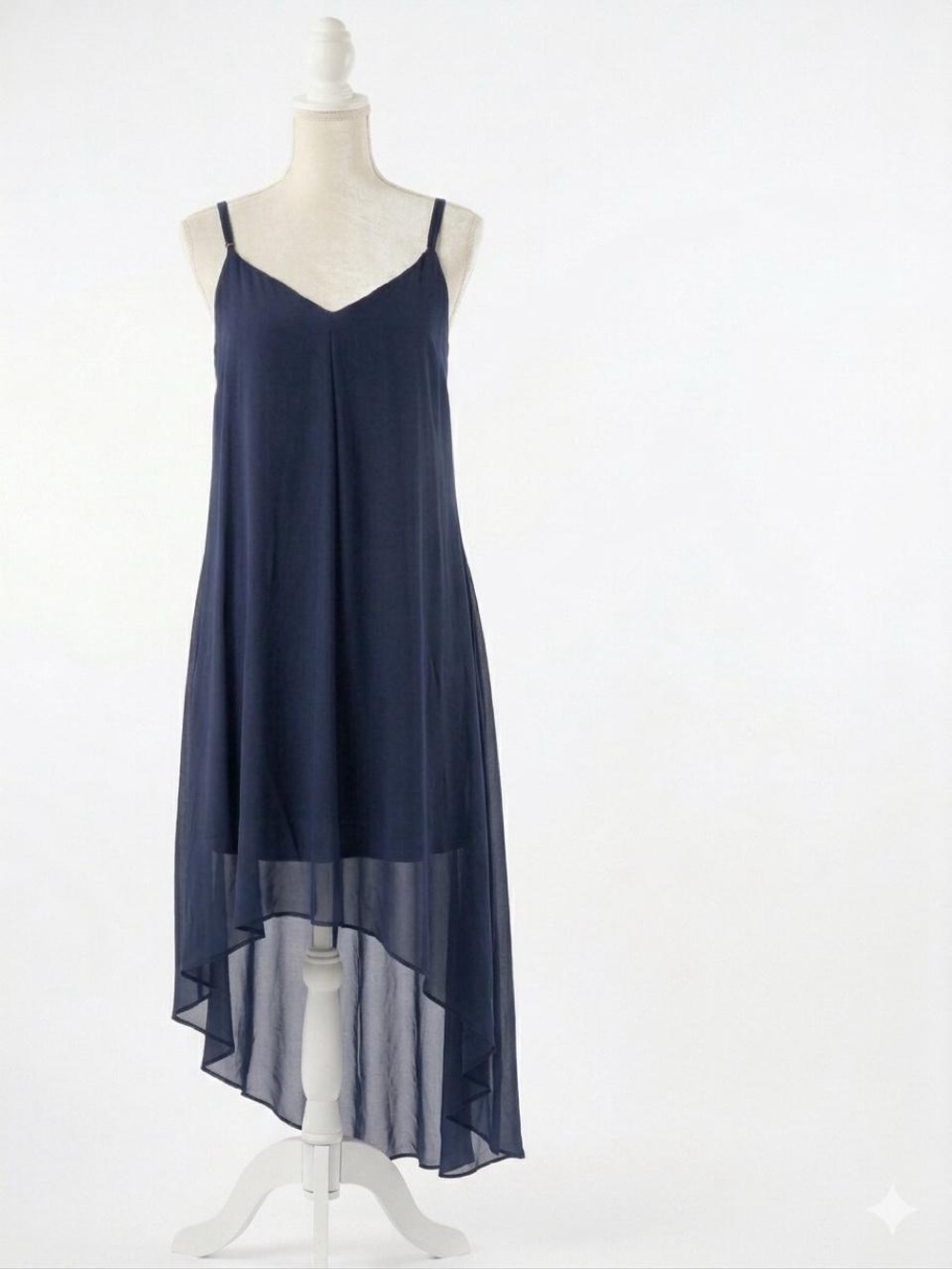 White House Black Market Navy High-Low Spaghetti Strap Dress